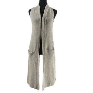 Aritzia Wilfred Cream Merino Wool Sleeveless Open Front Cardigan Sweater Size XS